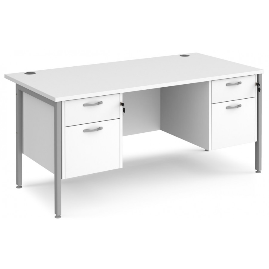 Maestro H Frame Straight Office Desk with 2 and 3 Drawer Pedestal